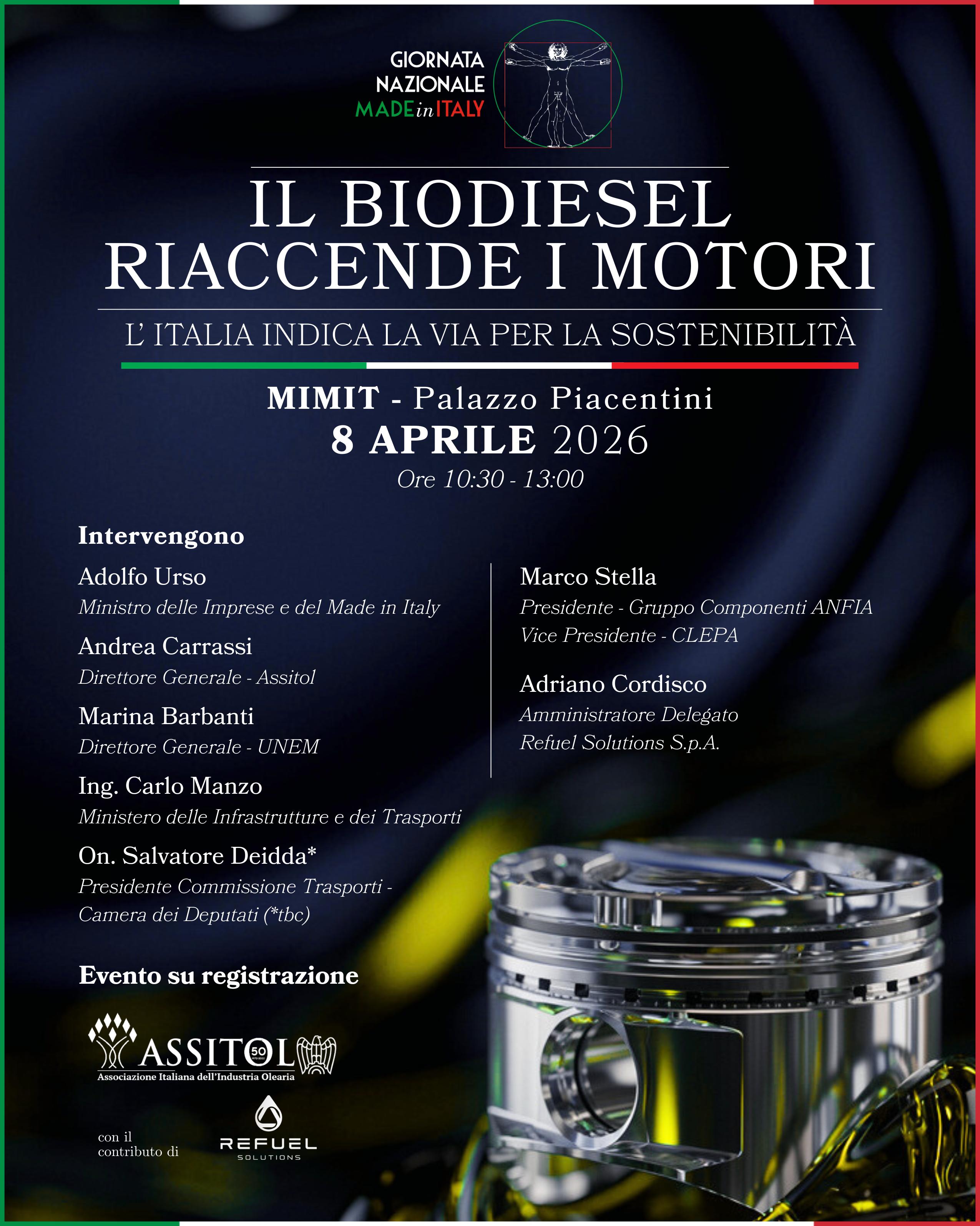 Biodiesel, evento Assitol al Mimit